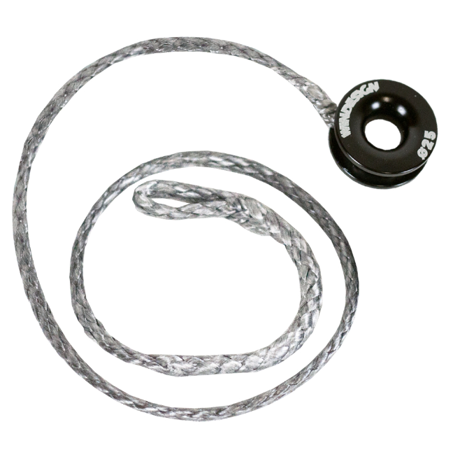 Replacement halyard line with spliced on low friction ring